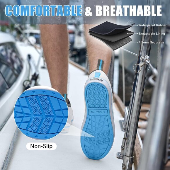 Men's Waterproof Rubber Deck Boots 4.5mm Neoprene Slip-Resistant Ankle Shoes - Picture 4 of 5